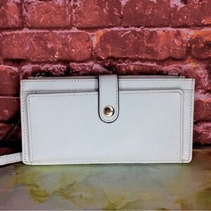 Lodis White Pebbled Leather Crossbody Organizer Wallet Bag